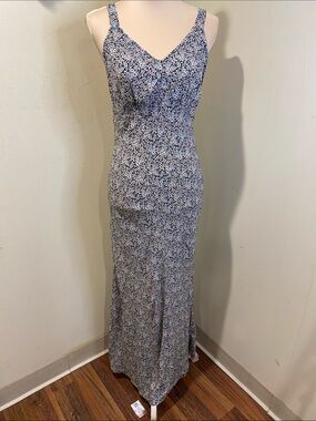 The Work Shop Blue  Floral Maxi Slip Dress Sz L